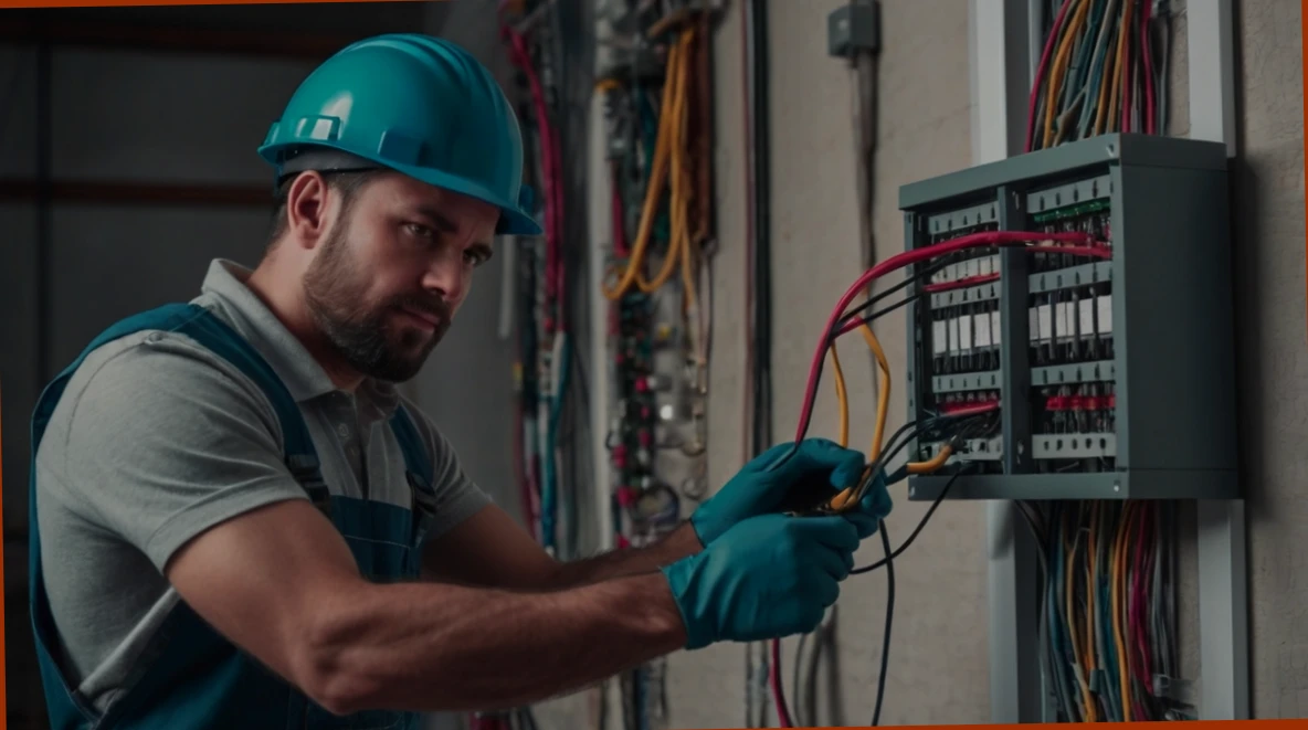 elettricista professionista che esegue il lavoro